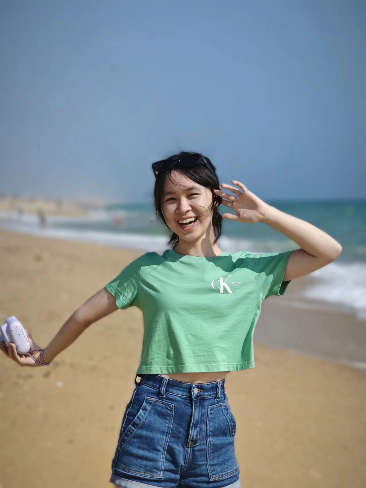 Yueyang at a beach in Portugal