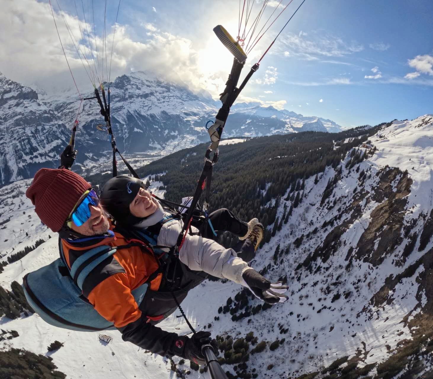 Paragliding above the Alps at First Mountain
